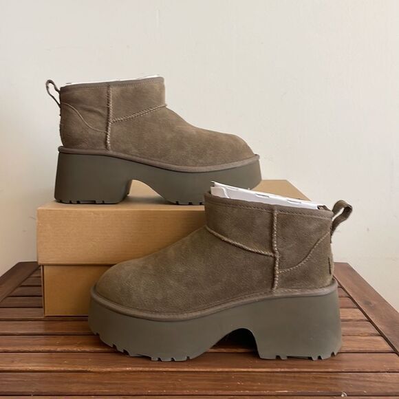 UGG Classic Ultra Mini New Heights Boots Hickory US Women Size 9/UK 7/EU 40 - Picture 3 of 16